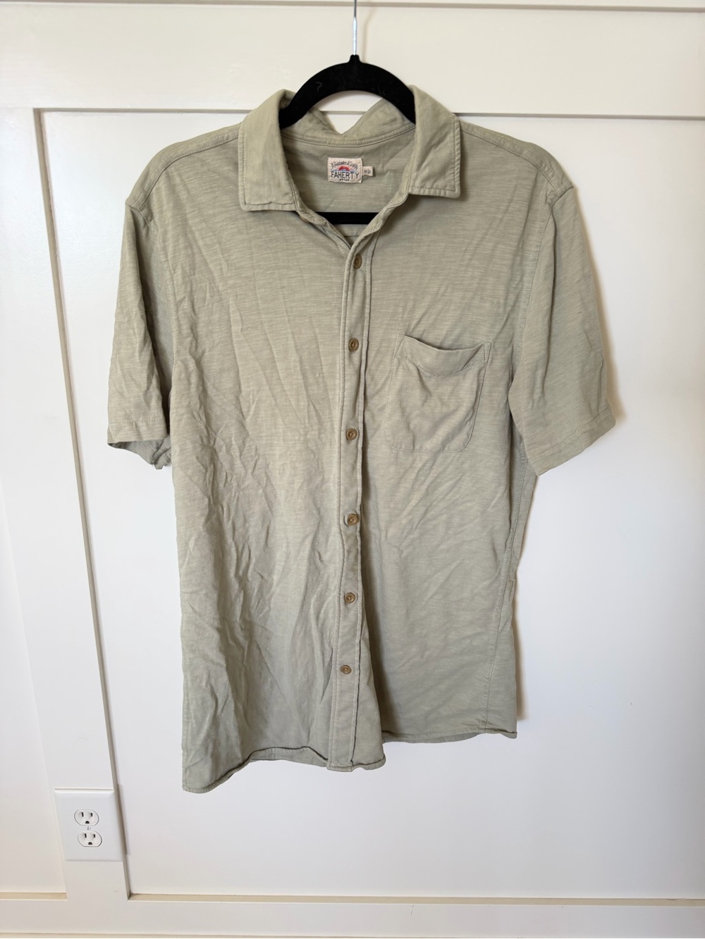 Faherty Light Sage Short-Sleeve Button-Down Shirt